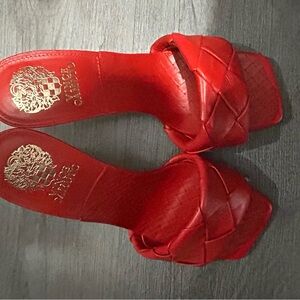 Red Woven Slide Sandals